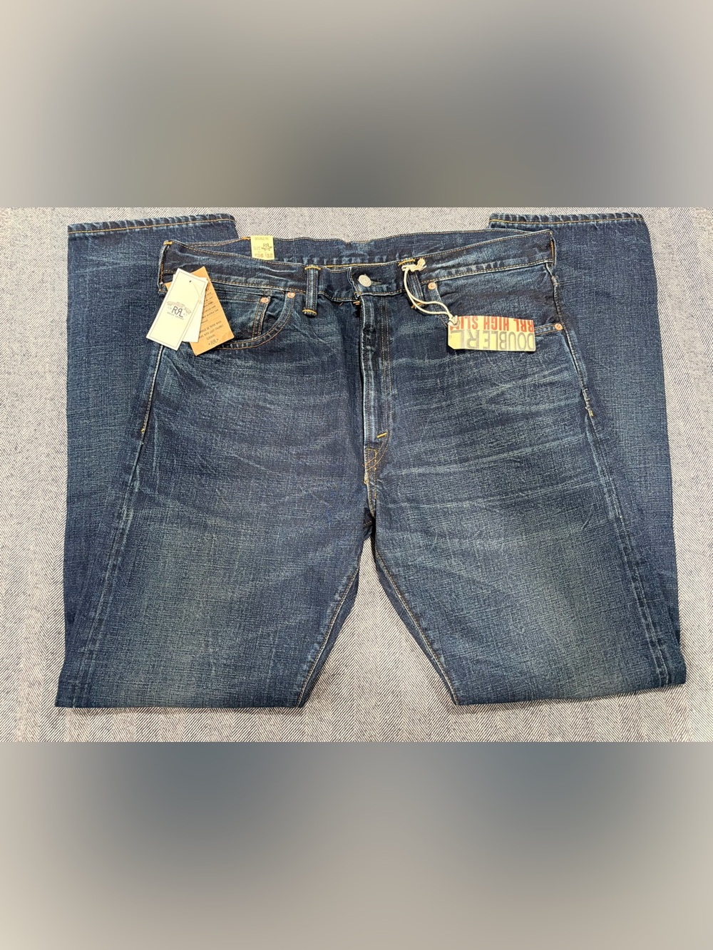 RRL Slim-Fit Selvedge Denim Jeans | spring seas blue | size: 36x32
